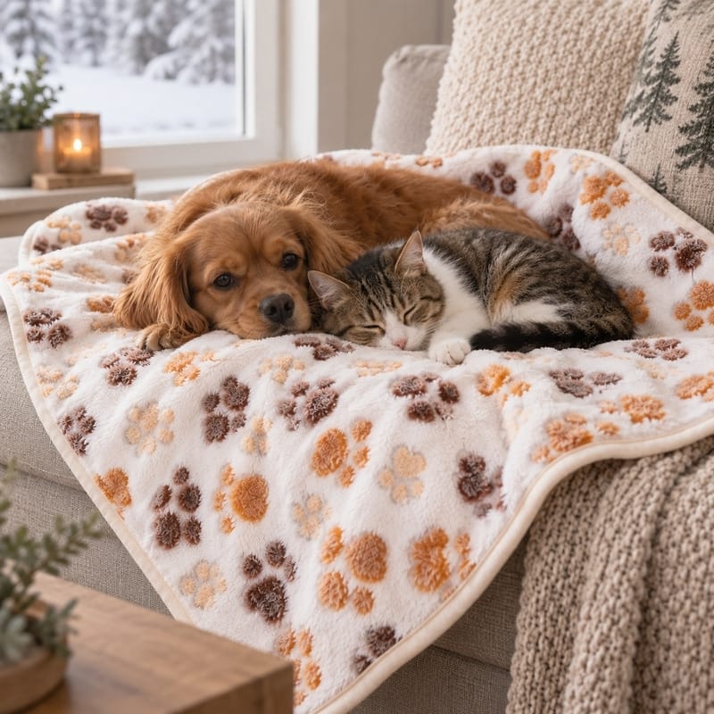 Varm fleecefilt för hund och katt