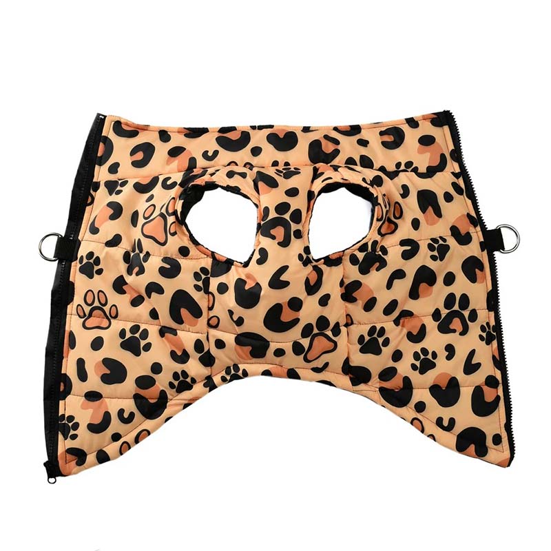 Hundjacka leopard – varm, vattentät & med D-ring