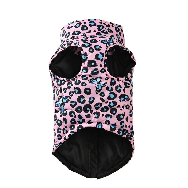 Hundjacka leopard fjäril – varm, vattentät & med D-ring
